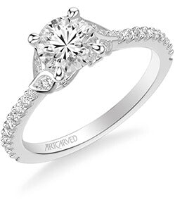 Bluebelle Contemporary Side Stone Floral Diamond Engagement Ring