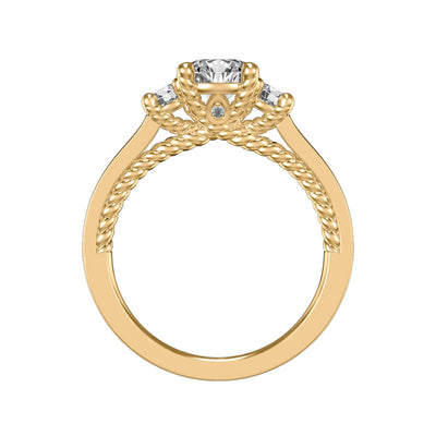 Marlow Contemporary Three Stone Rope Diamond Engagement Ring