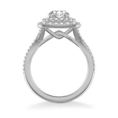 Kendra Contemporary Double Cushion and Round Halo Twist Diamond Engagement Ring