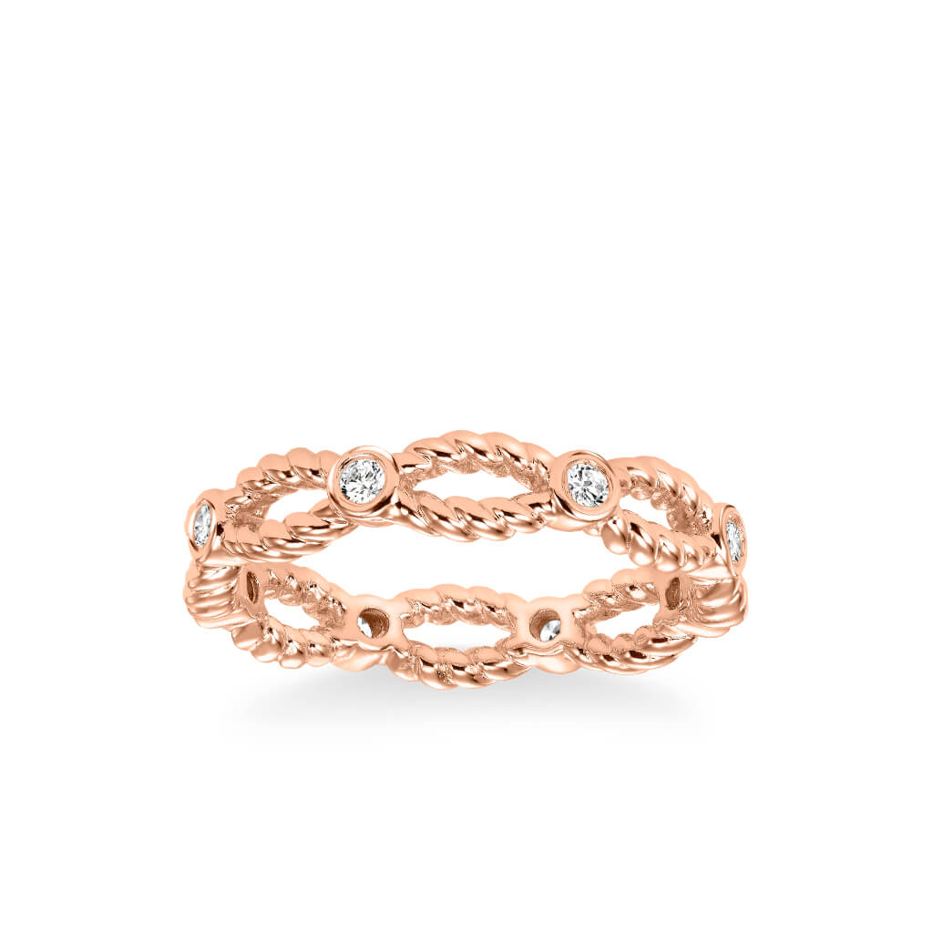 Stackable Eternity Band with Open Rope and Diamond Accents