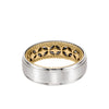 7MM Men's Contemporary Wedding Band - Bright Brush Finish and Round Edge with Inside Diamond Pattern and Rope Edge