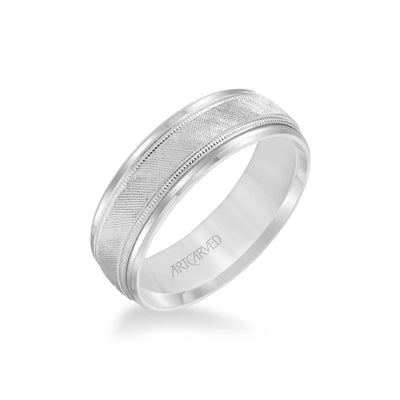 7MM Men's Classic Wedding Band - Etched Finish with Milgrain and Bevel Edge