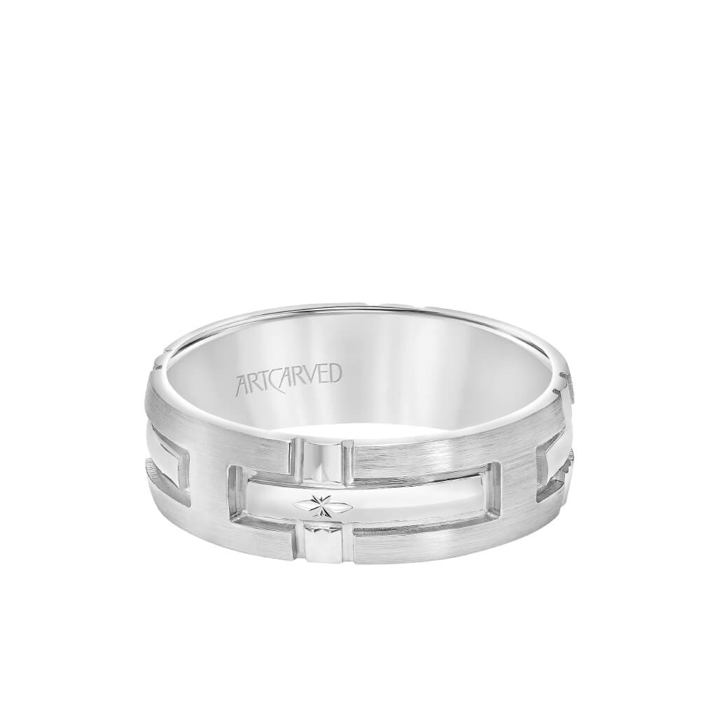 7MM Men&#39;s Wedding Band - Engraved Cross Design