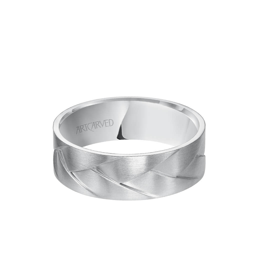 7MM Men&#39;s Wedding Band - Intertwined Woven Design with Satin Finish