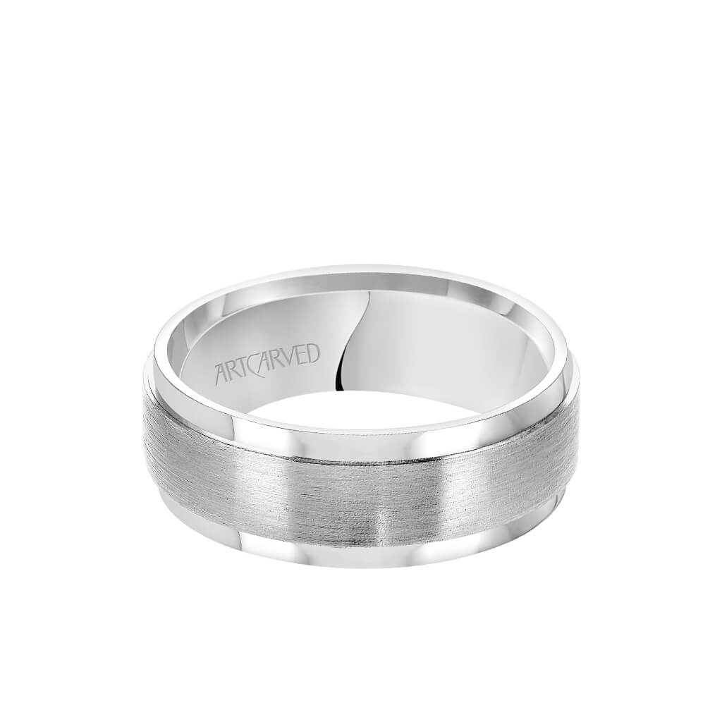 8MM Men&#39;s Classic Wedding Band - Satin Finish and Flat Edge