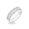 6.5MM Men's Wedding Band - Wire Emery Finish with Milgrain and Textured Vintage Design Bevel Edge