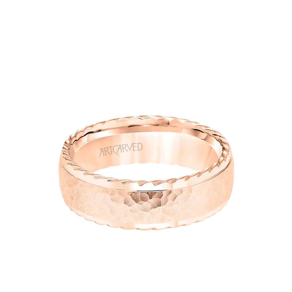 驚きの価格が実現！ Hammered - Band Wedding Men's 7MM Finish Edge Rope with タイヤ・ホイール