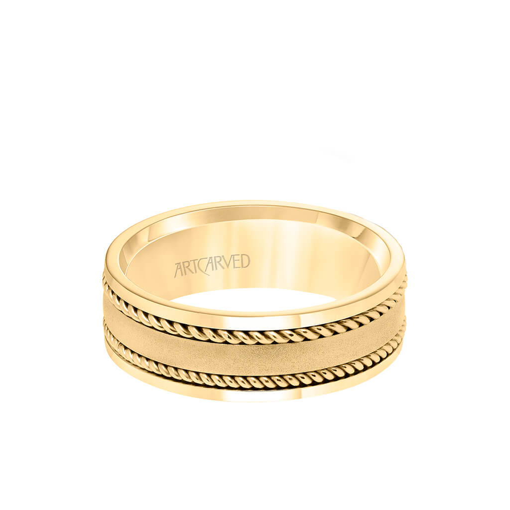 7MM Men's Wedding Band - Satin Finish with Rope Inlay and