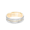 6.5MM Men's Wedding Band - White Gold Brush Finish with Rose Gold Cut Center with Rose Gold Interior and Round Edge