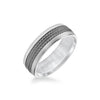 7MM Men's Wedding Band - Matte Finish with Textured Black Rhodium with Milgrain Accents and Flat Edge