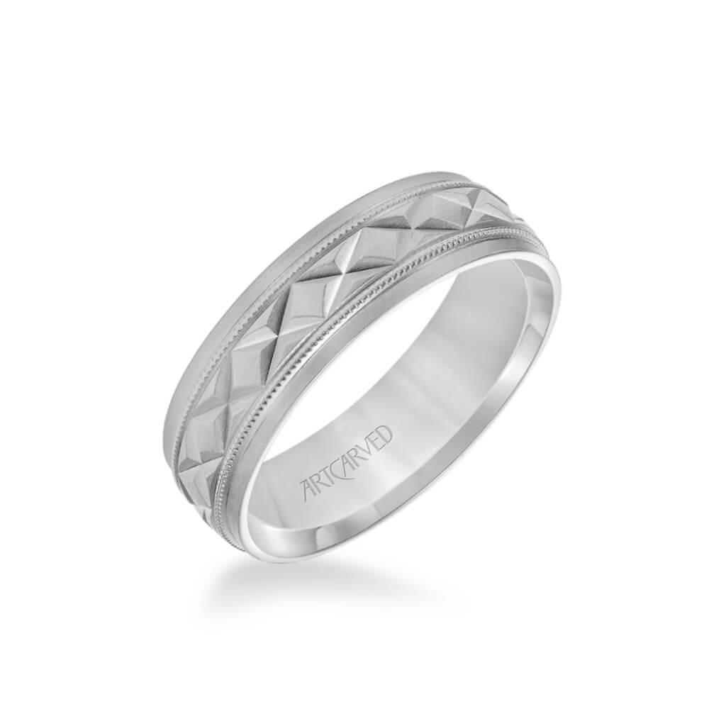 PROFESSIONAL GOLDSMITHING 彫金 アラン・リヴィア 8MM Men's Contemporary Wedding Band - Bright Brush Finish