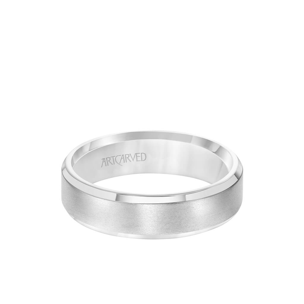 6MM Men&#39;s Classic Wedding Band - Brush Finish and Bevel Edge