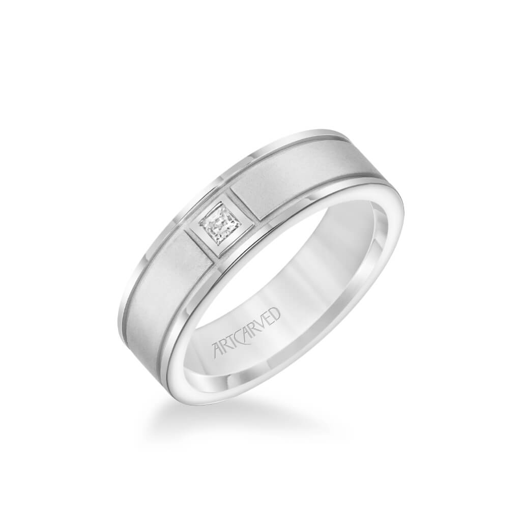 PROFESSIONAL GOLDSMITHING 彫金 アラン・リヴィア 6.5MM Men's Wedding Band - Brush Milgrain Finish with Swiss