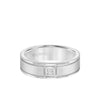 6.5MM Men's Classic Single Stone Diamond Wedding Band -  Textured Finish and Rolled Edge