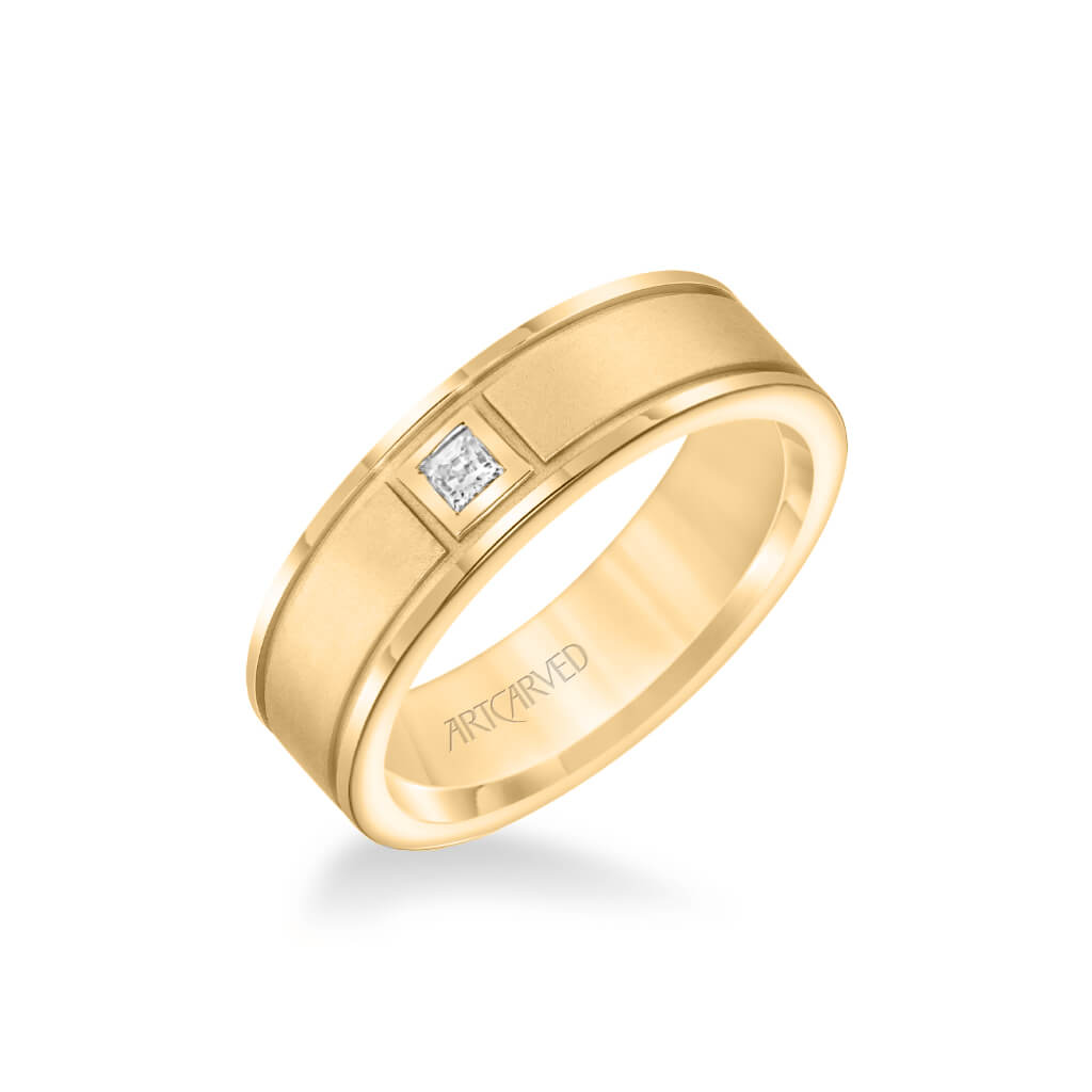 6.5MM Men's Classic Single Stone Diamond Wedding Band