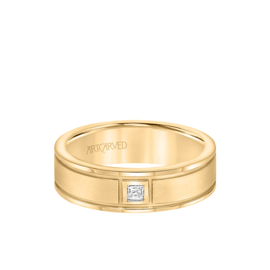 6.5MM Men's Classic Single Stone Diamond Wedding Band
