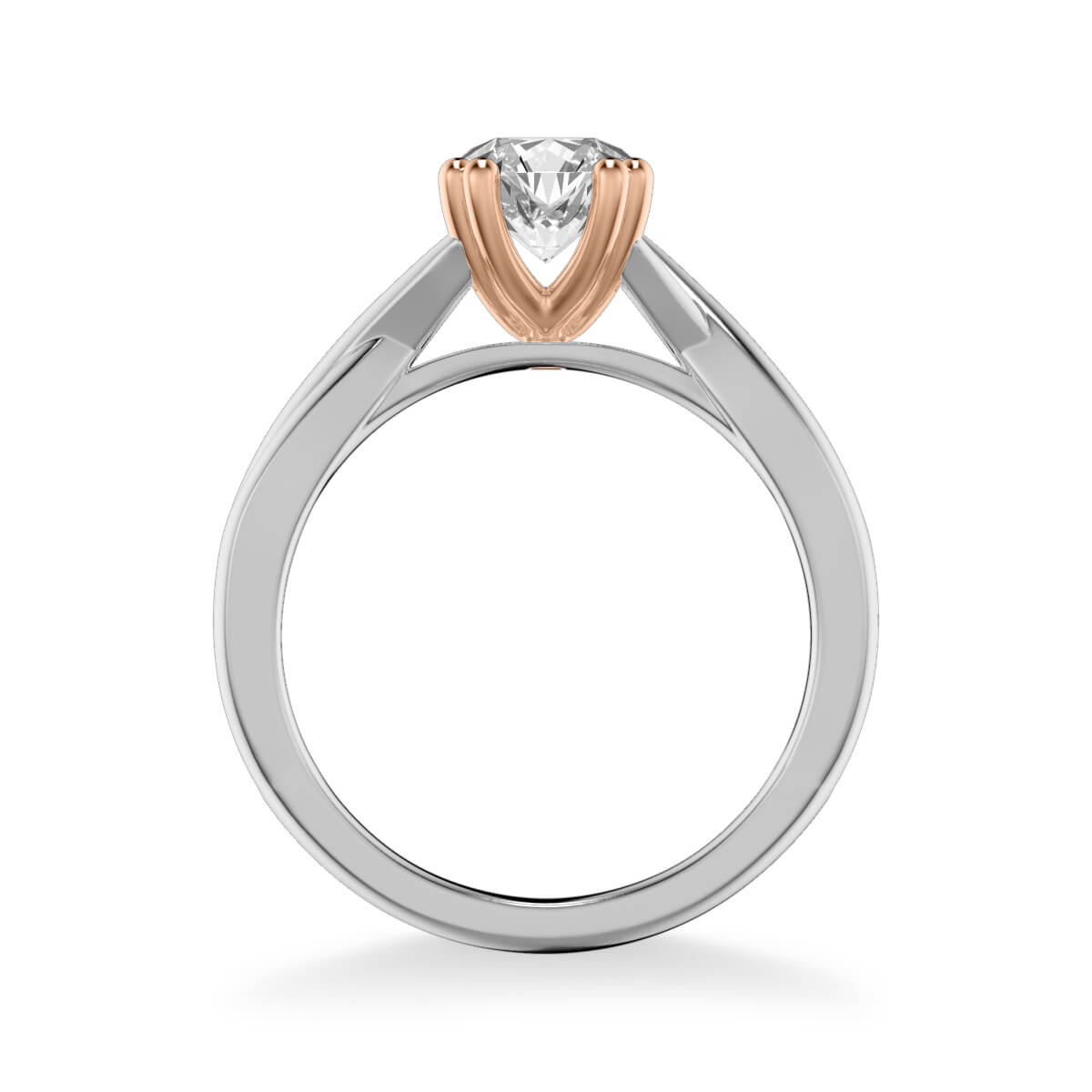 Tapered Round Brilliant Cut Diamond Engagement Ring - Turgeon Raine
