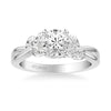 Corinne Contemporary Side Stone Floral Diamond Engagement Ring