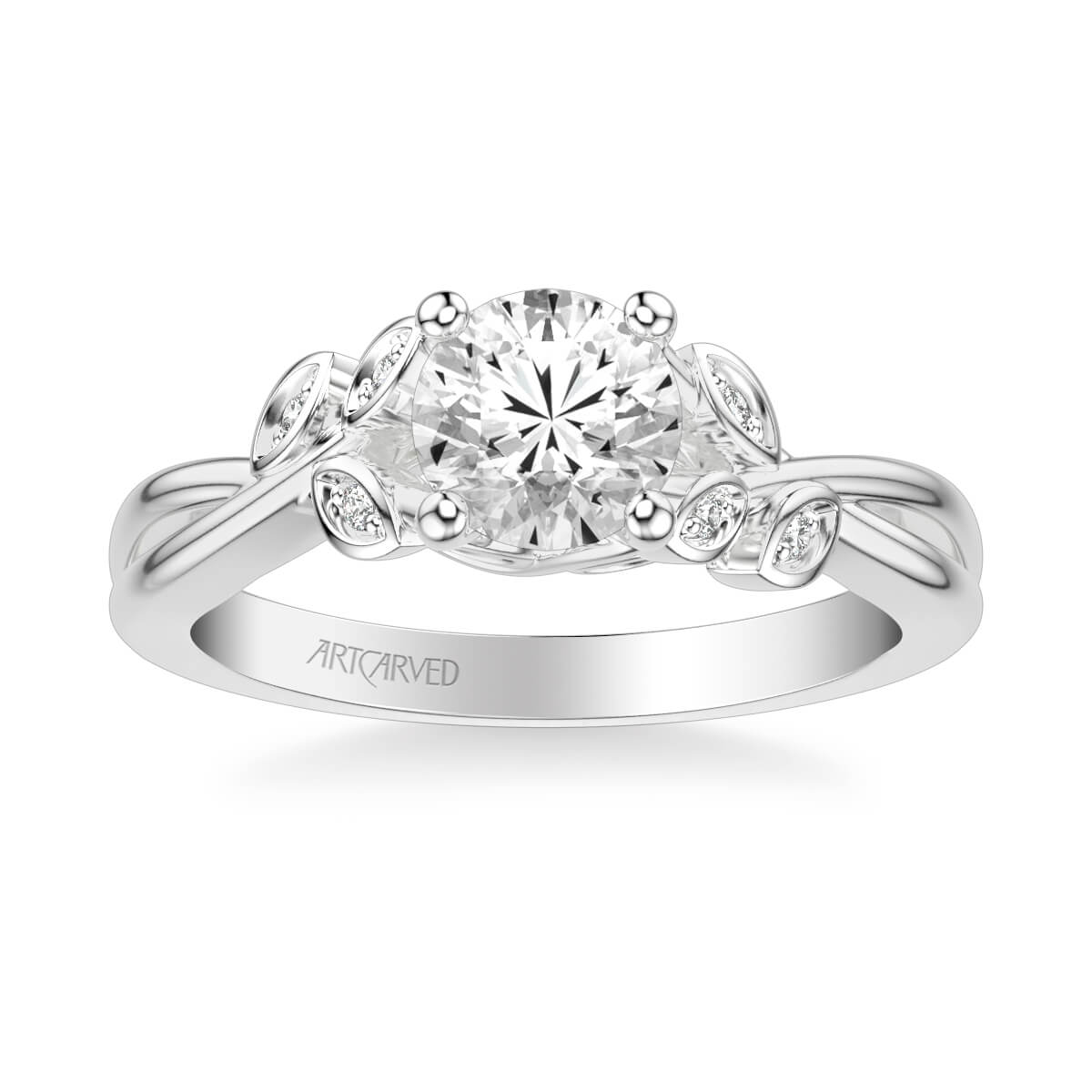 Corinne Contemporary Side Stone Floral Diamond Engagement