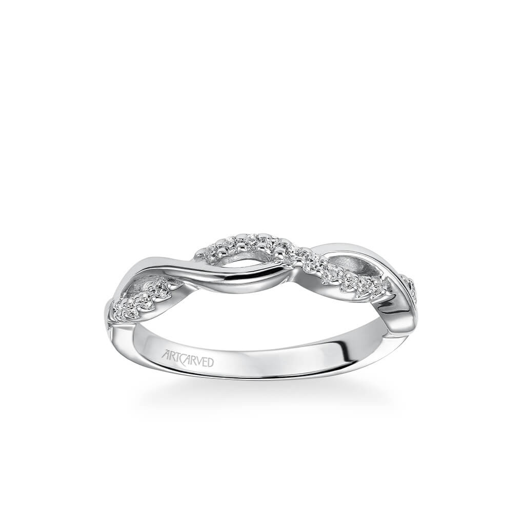 Bella Contemporary Half Diamond Half Polished Twist Wedding Band