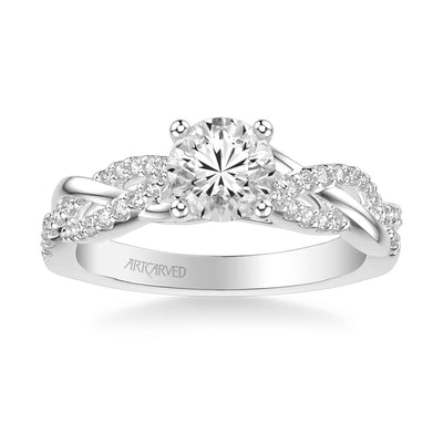 Virginia Contemporary Side Stone Twist Diamond Engagement Ring