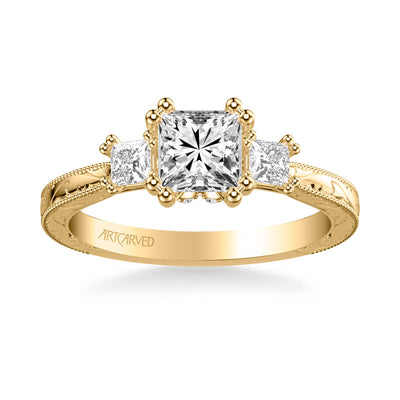 Anabelle Vintage Three Stone Diamond Engagement Ring
