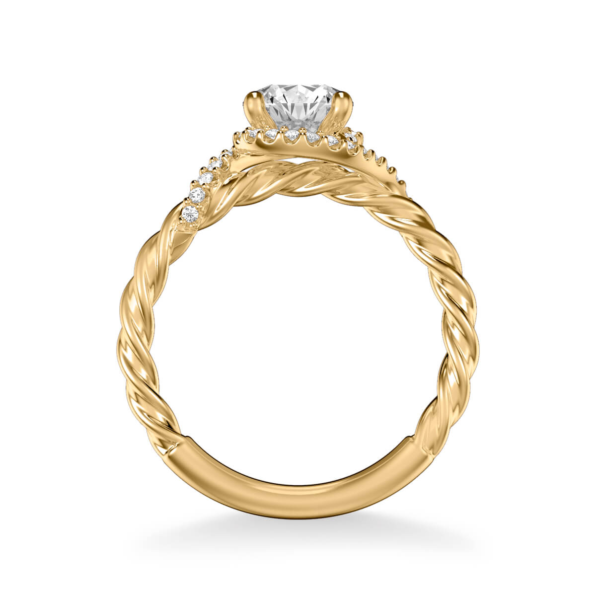 Twist Rope Style 1.75 Carat VS2 F Round Cut Diamond Engagement Ring