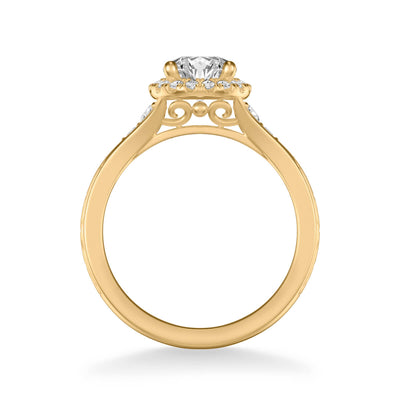 Farrah Vintage Round Halo Diamond Engagement Ring