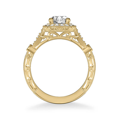 Crystal Vintage Round Halo Diamond Engagement Ring