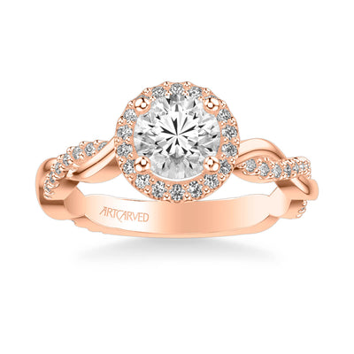 Kinsley Contemporary Round Halo Twist  Diamond Engagement Ring