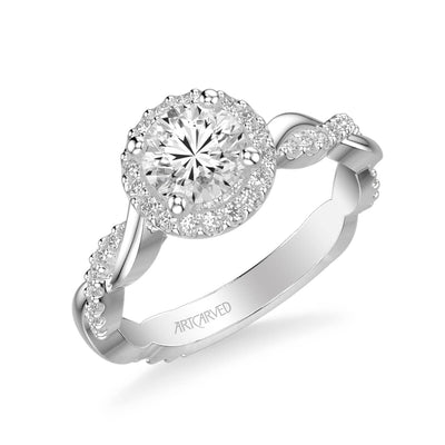 Kinsley Contemporary Round Halo Twist  Diamond Engagement Ring