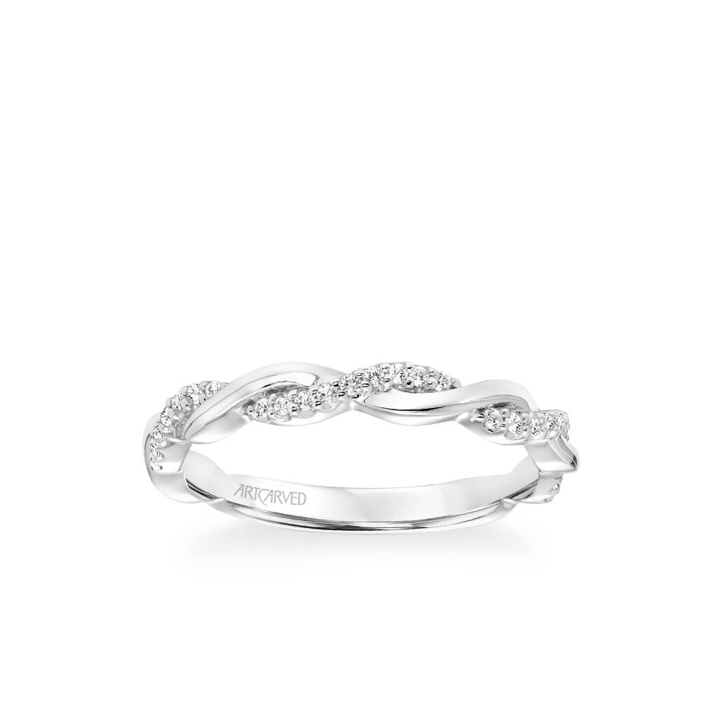 Kinsley Contemporary Half Diamond Half Polished Twist Wedding Band