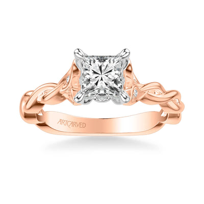 Cherie Contemporary Solitaire Floral Diamond Engagement Ring
