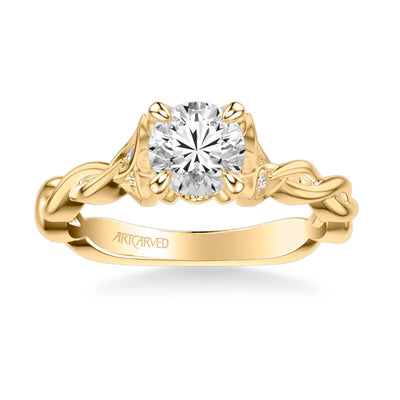 Cherie Contemporary Solitaire Floral Diamond Engagement Ring