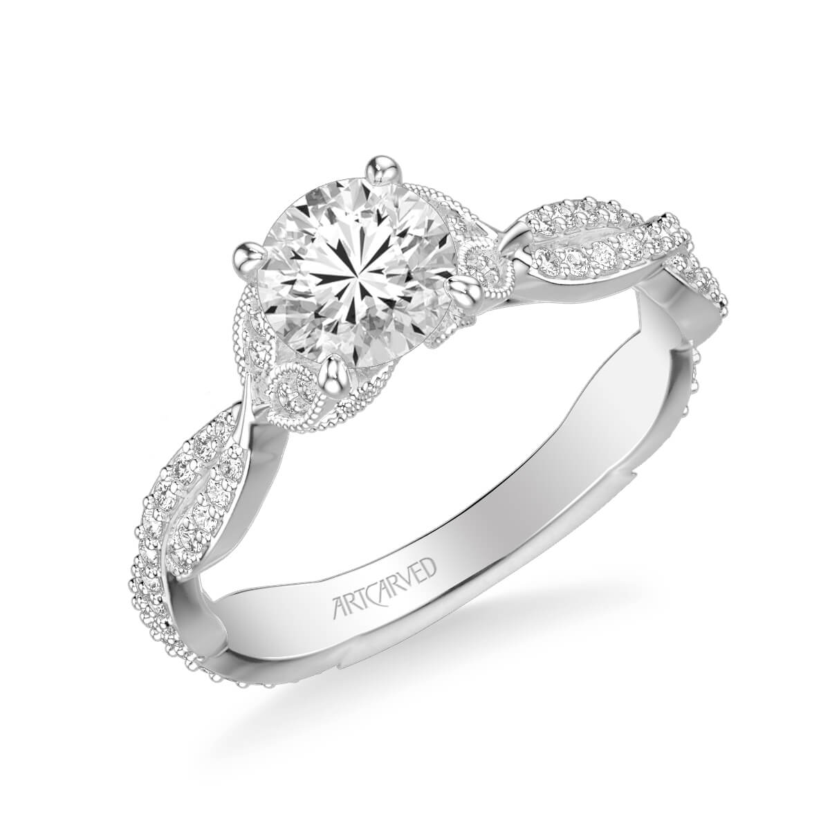 Freesia Contemporary Side Stone Floral Diamond Engagement