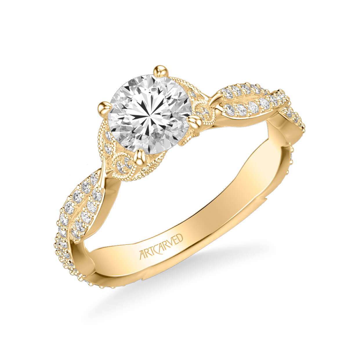 Freesia Contemporary Side Stone Floral Diamond Engagement