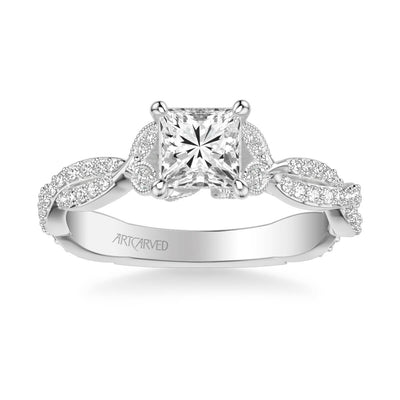Freesia Contemporary Side Stone Floral Diamond Engagement Ring