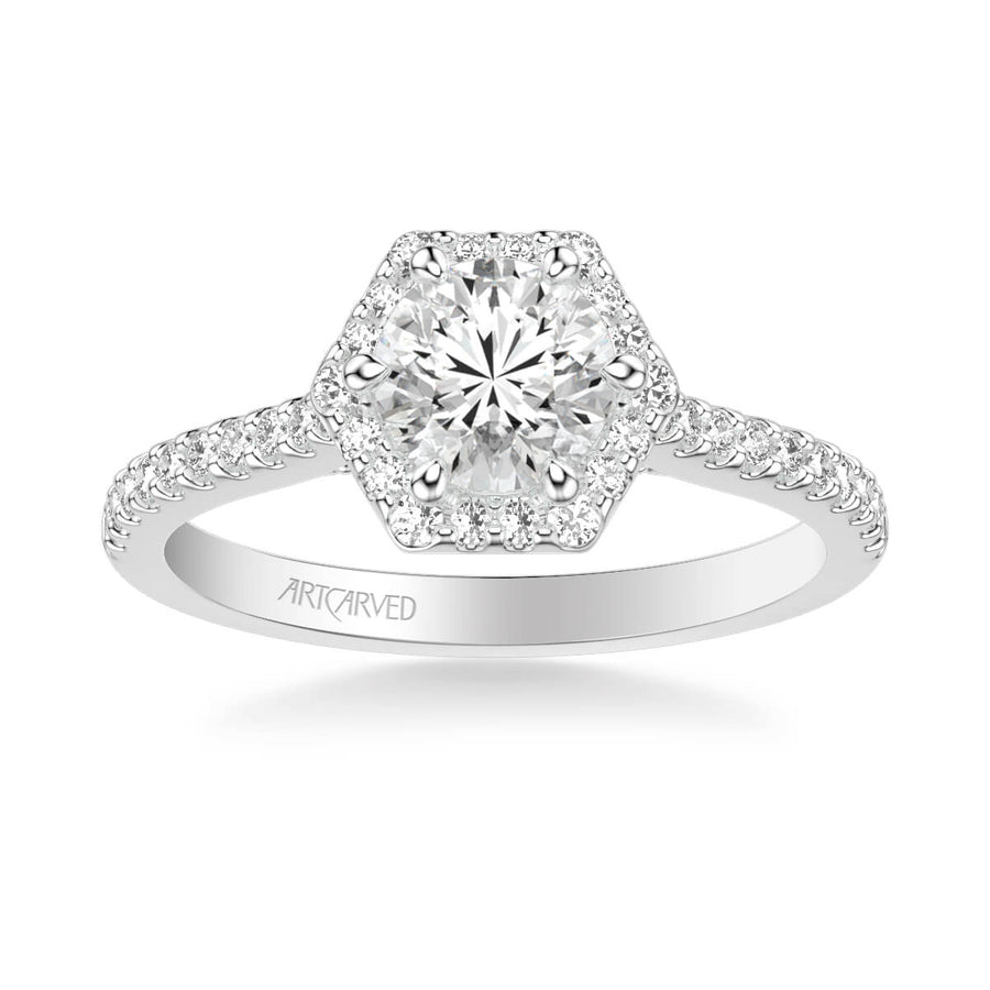 Lorelei Contemporary Hexagon Halo Diamond Engagement Ring