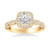 Eileen Contemporary Cushion Halo Round Center Twist Diamond Engagement Ring