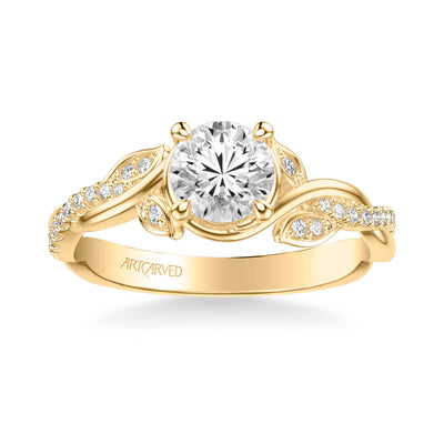 Petaluma Contemporary Side Stone Floral Diamond Engagement Ring