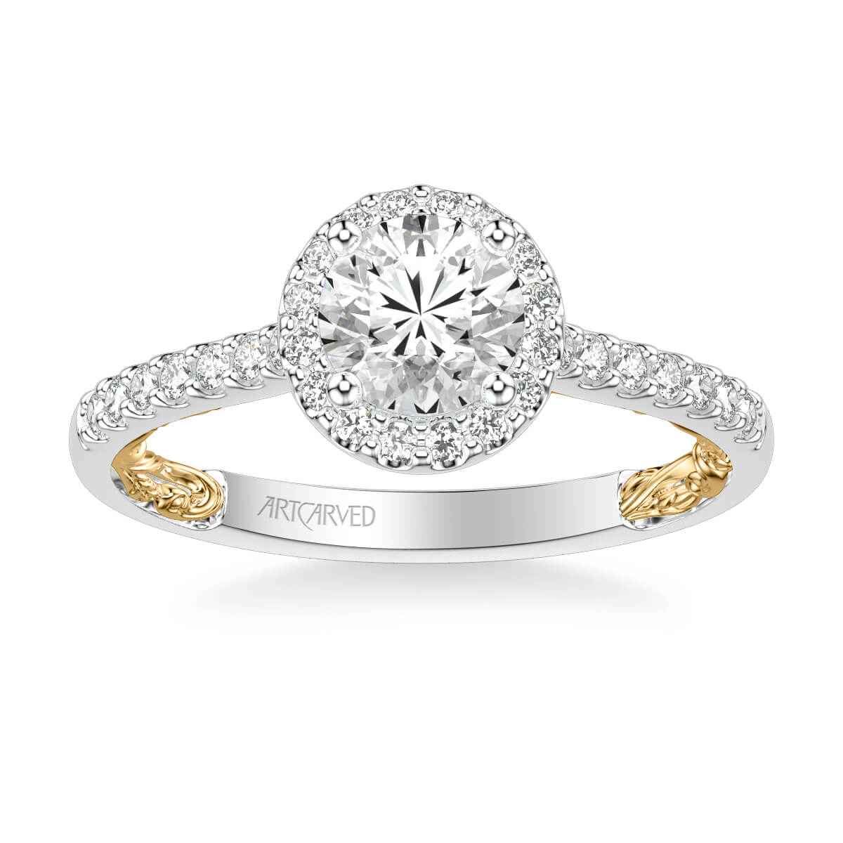 Raised Step Prong Round Diamond Engagement Ring Set with Flat Rounded Bott…  | Round diamond engagement rings, Round diamond engagement, Blue diamond  engagement ring