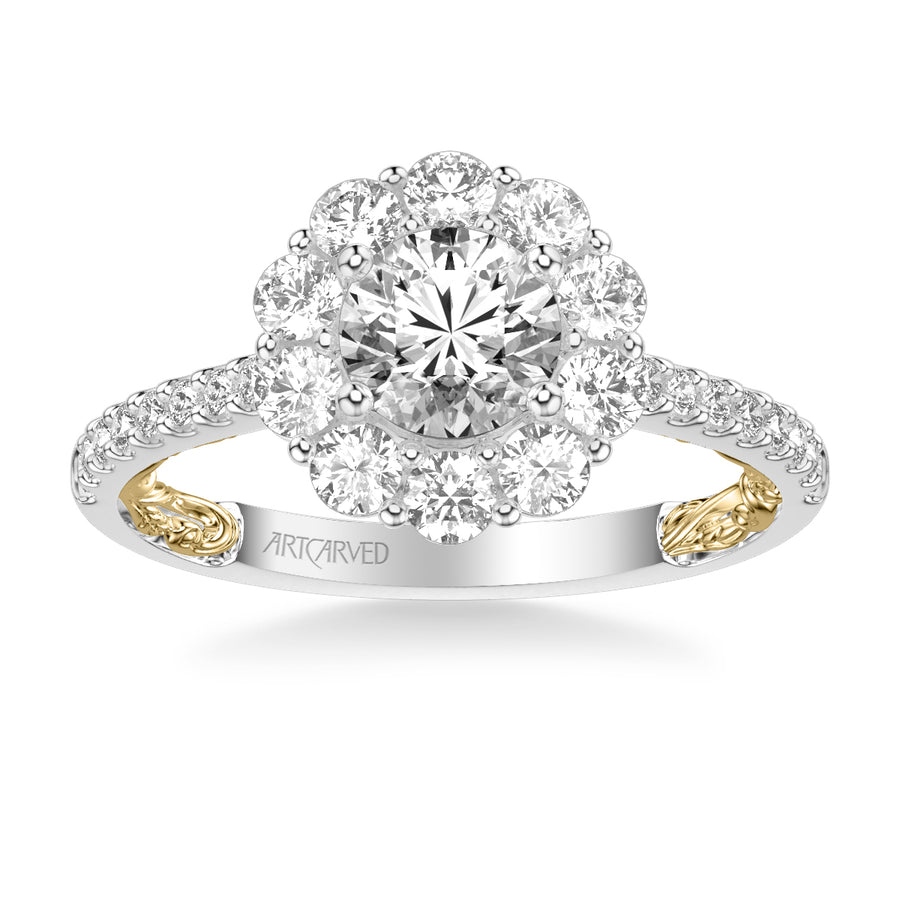 Cici Lyric Collection Classic Round Halo Diamond Engagement Ring