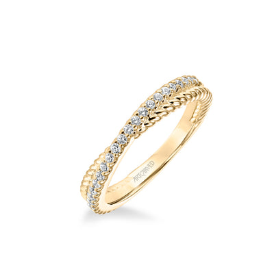 Stackable Band with Diamond and Rope "X" Design