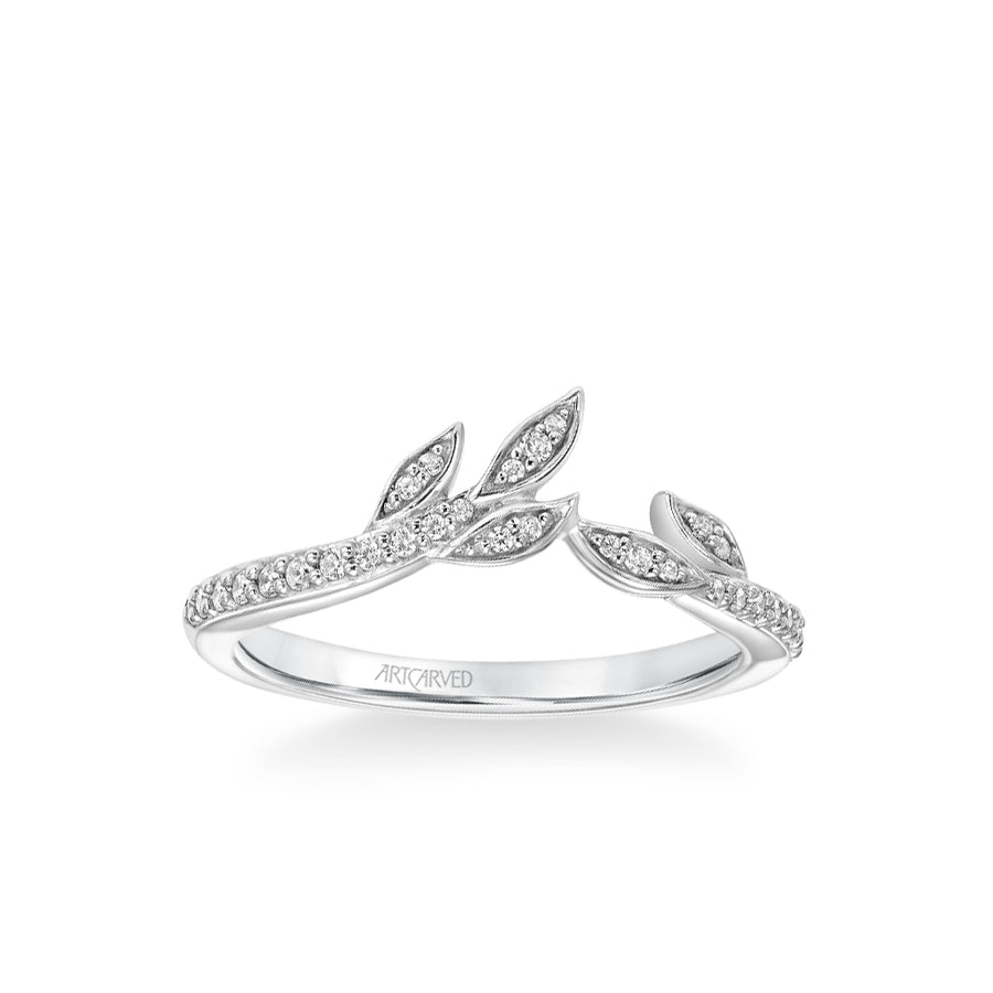 Stackable Diamond Band with Diamond Petal Accents