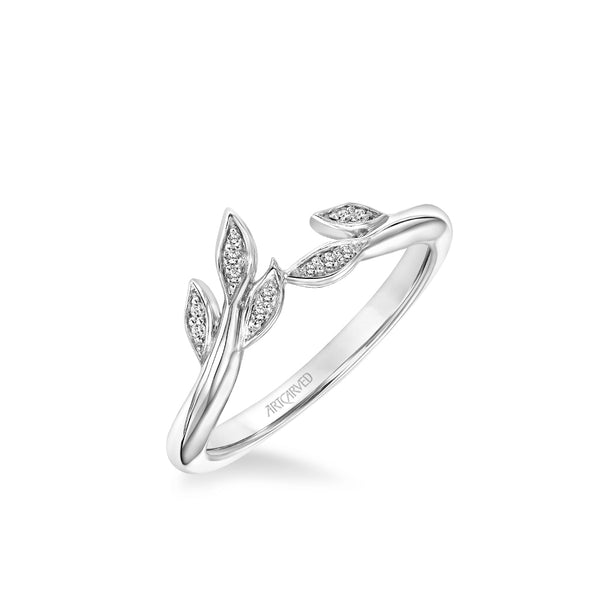 アルマスリング　グレー　classy harmony Stackable Polished Band with Diamond Petal Accents