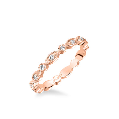 Stackable Eternity Band with Diamond and Milgrain Multi-Shape Alternating Design