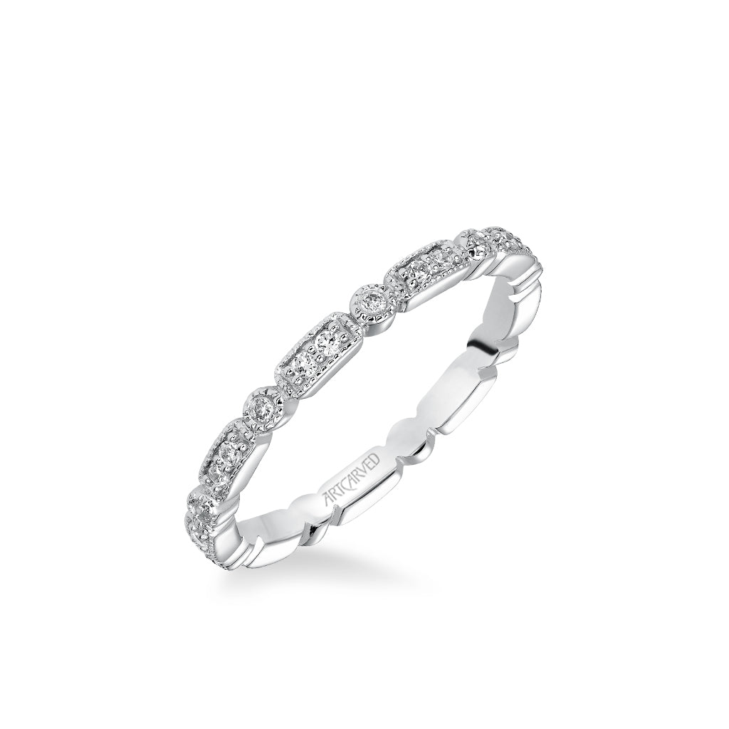 Stackable Eternity Band with Diamond and Milgrain Multi-Shape