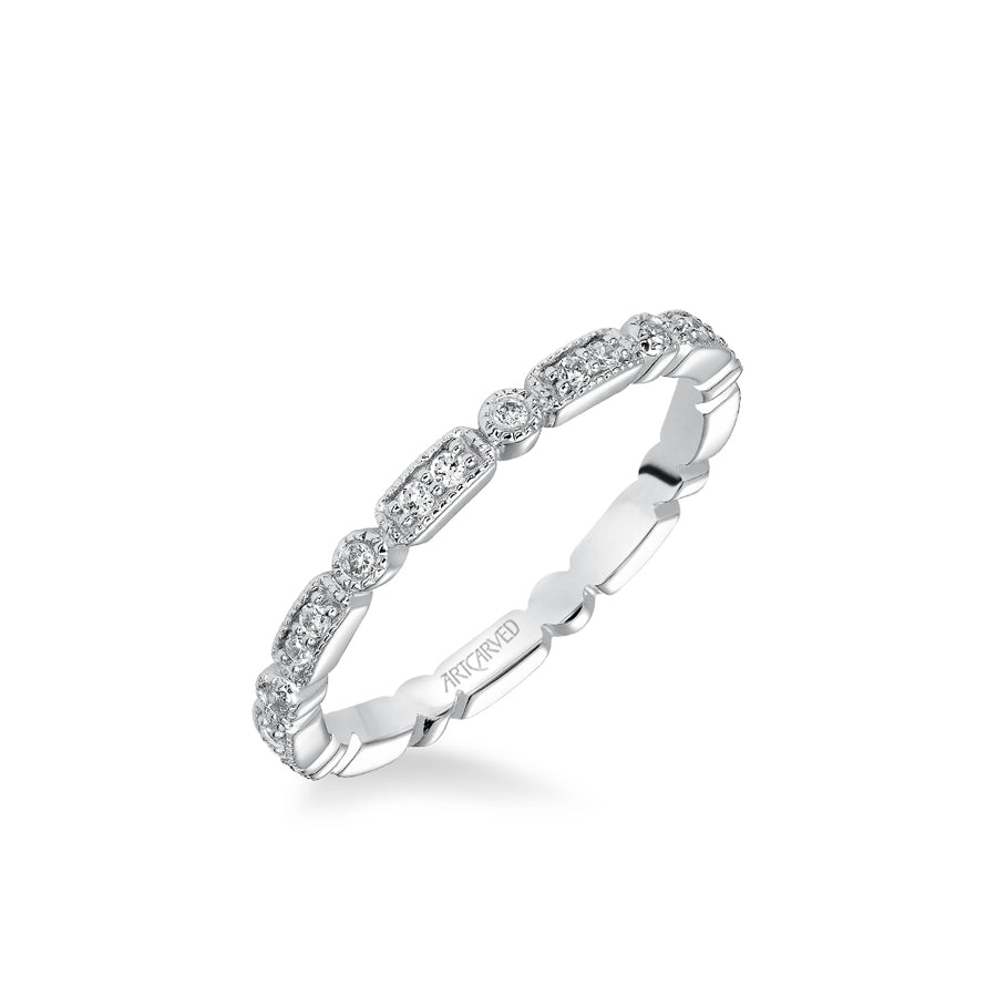 Stackable Eternity Band with Diamond and Milgrain Multi-Shape Details